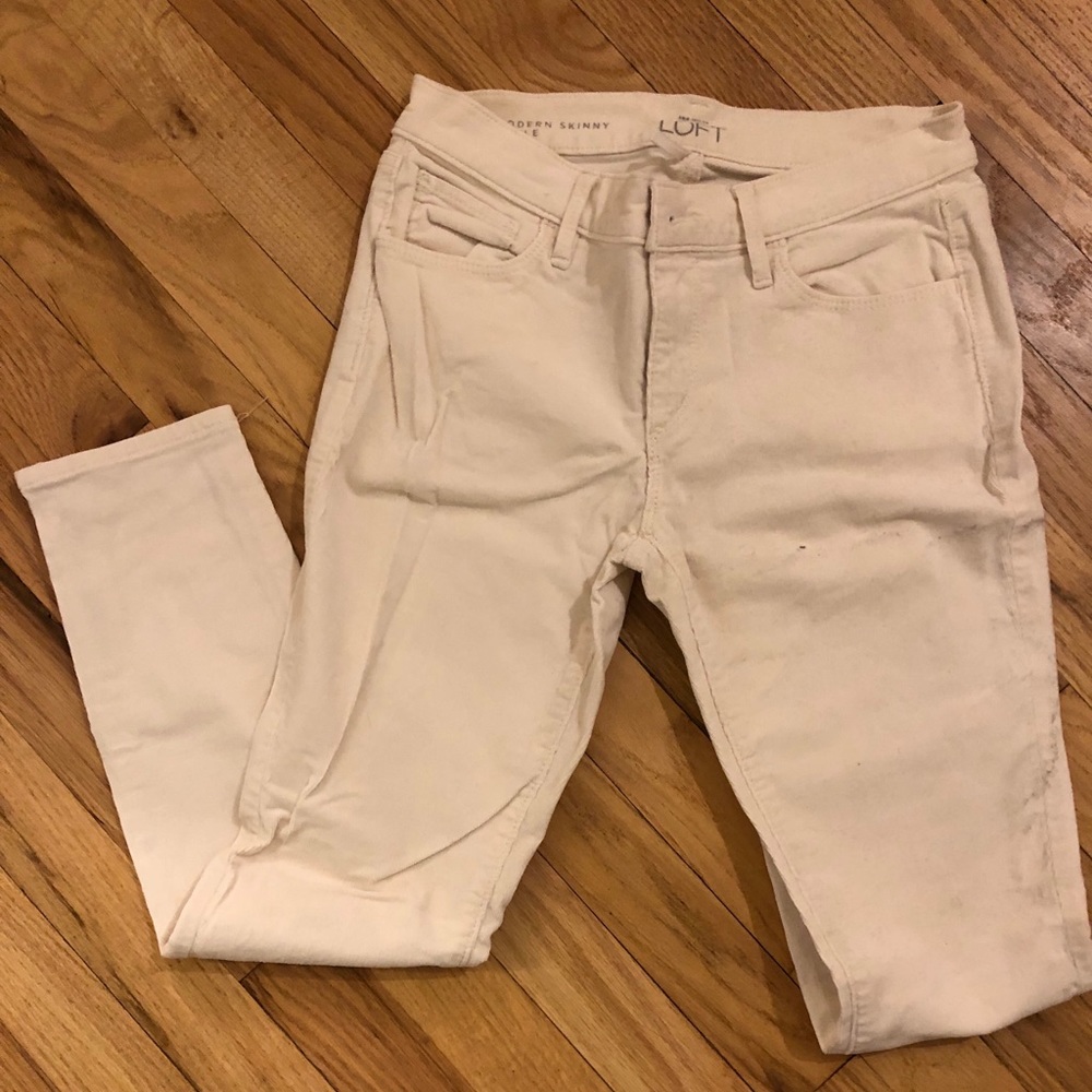 LOFT off white skinny corduroys